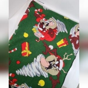 VINTAGE Christmas Looney Tunes TAZ Throw Fleece Blanket 90"X120"